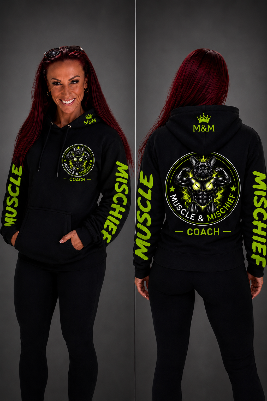 Muscle & Mischief hoodie — Lime Green